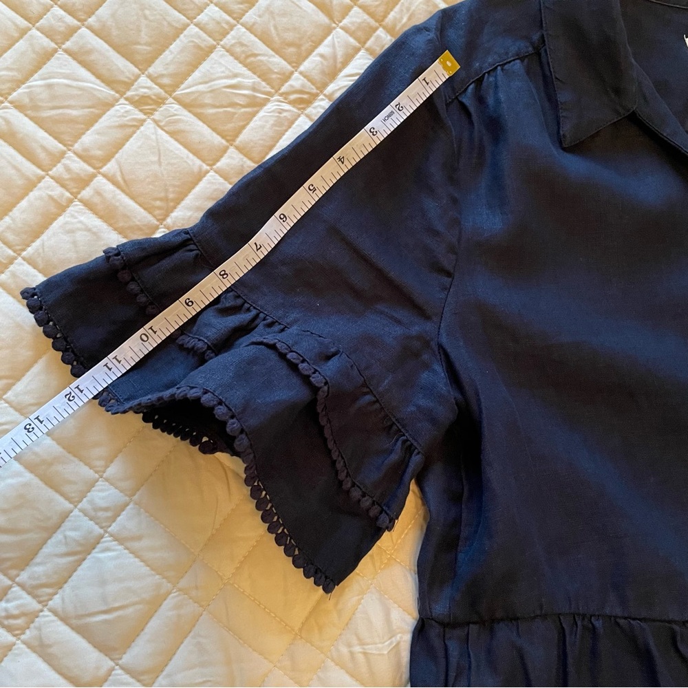 Chico’s Navy Blue Linen Tiered V-Neck Dress Chico’s Size 3 / XL / 16 - Picture 7 of 14